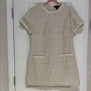 Tahari Classic Cream Tweed Shift Dress